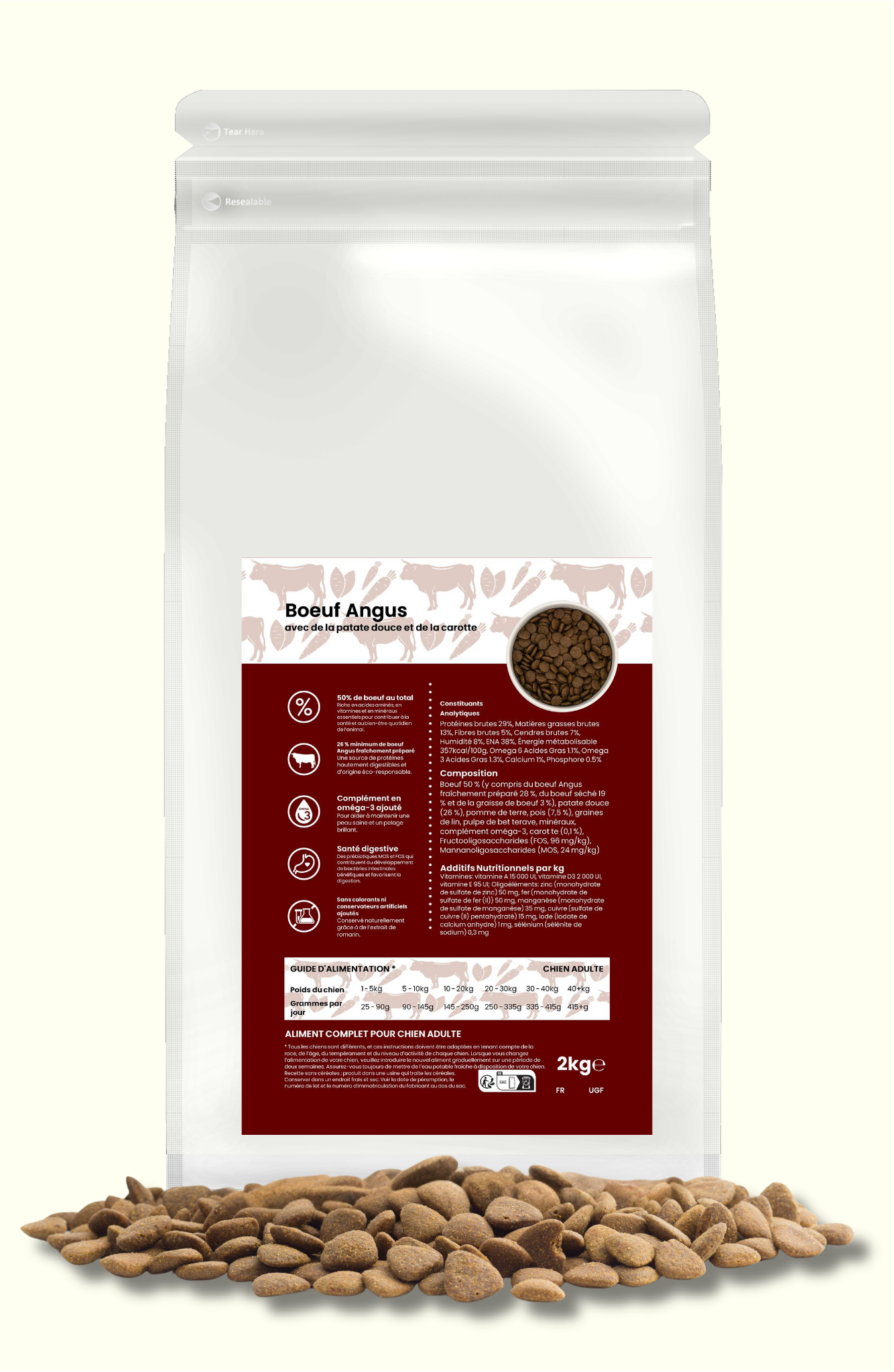 CROQUETTES CHIEN ADULTE BŒUF ANGUS, PATATE DOUCE, CAROTTE