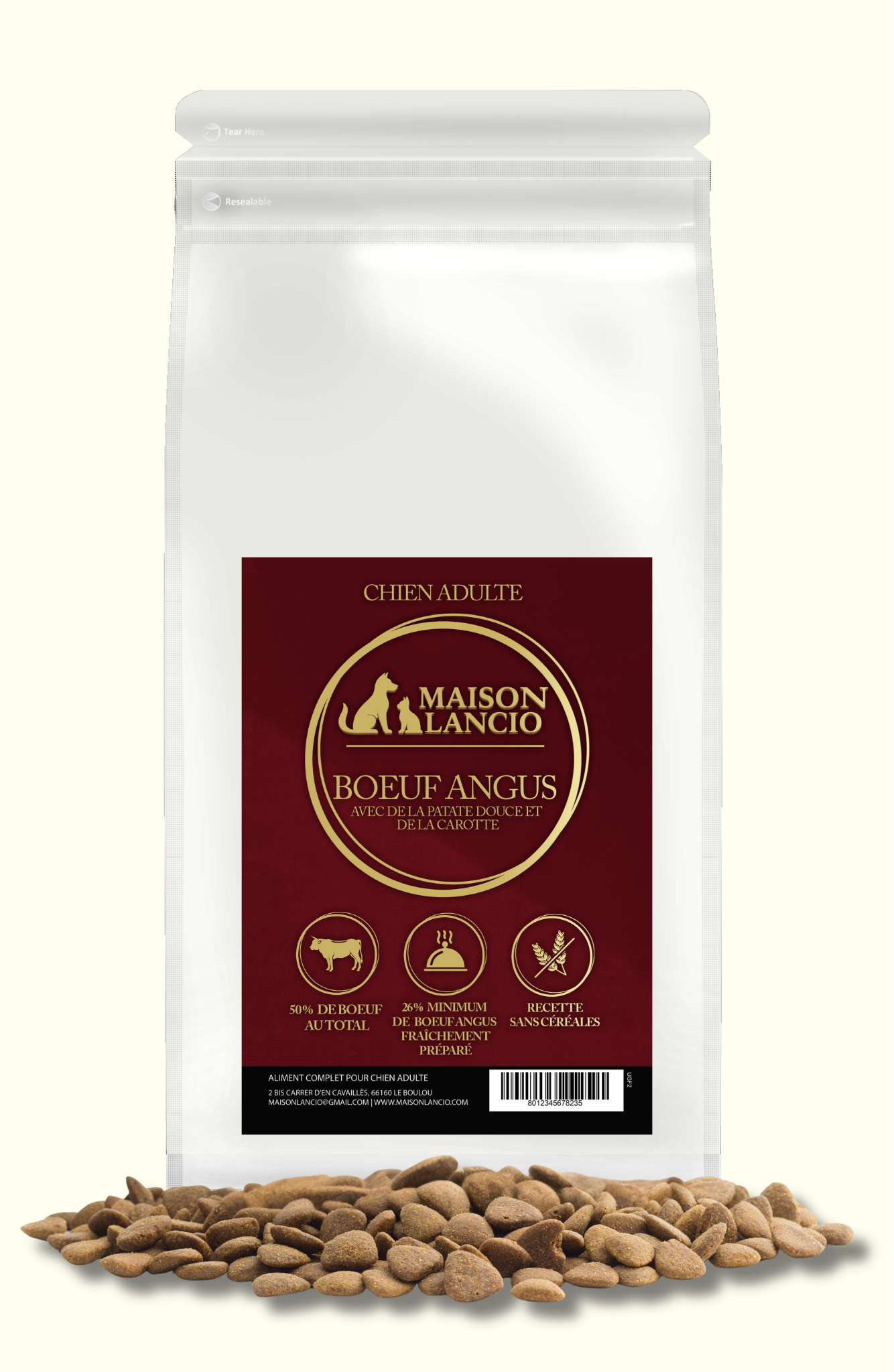 CROQUETTES CHIEN ADULTE BŒUF ANGUS, PATATE DOUCE, CAROTTE