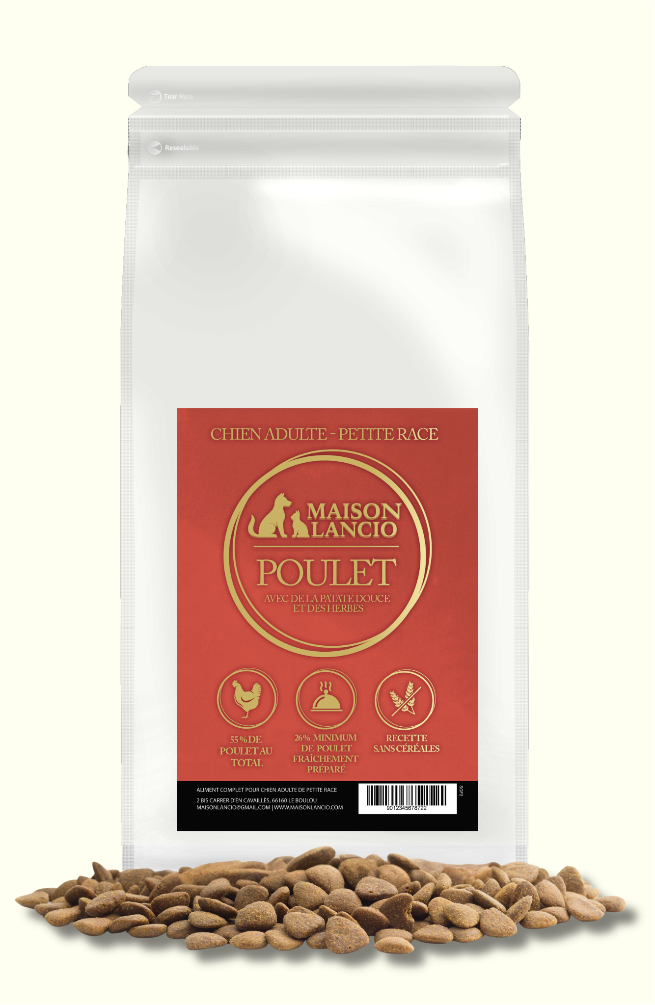 CROQUETTES PETIT CHIEN ADULTE POULET, PATATE DOUCE ET DES HERBES