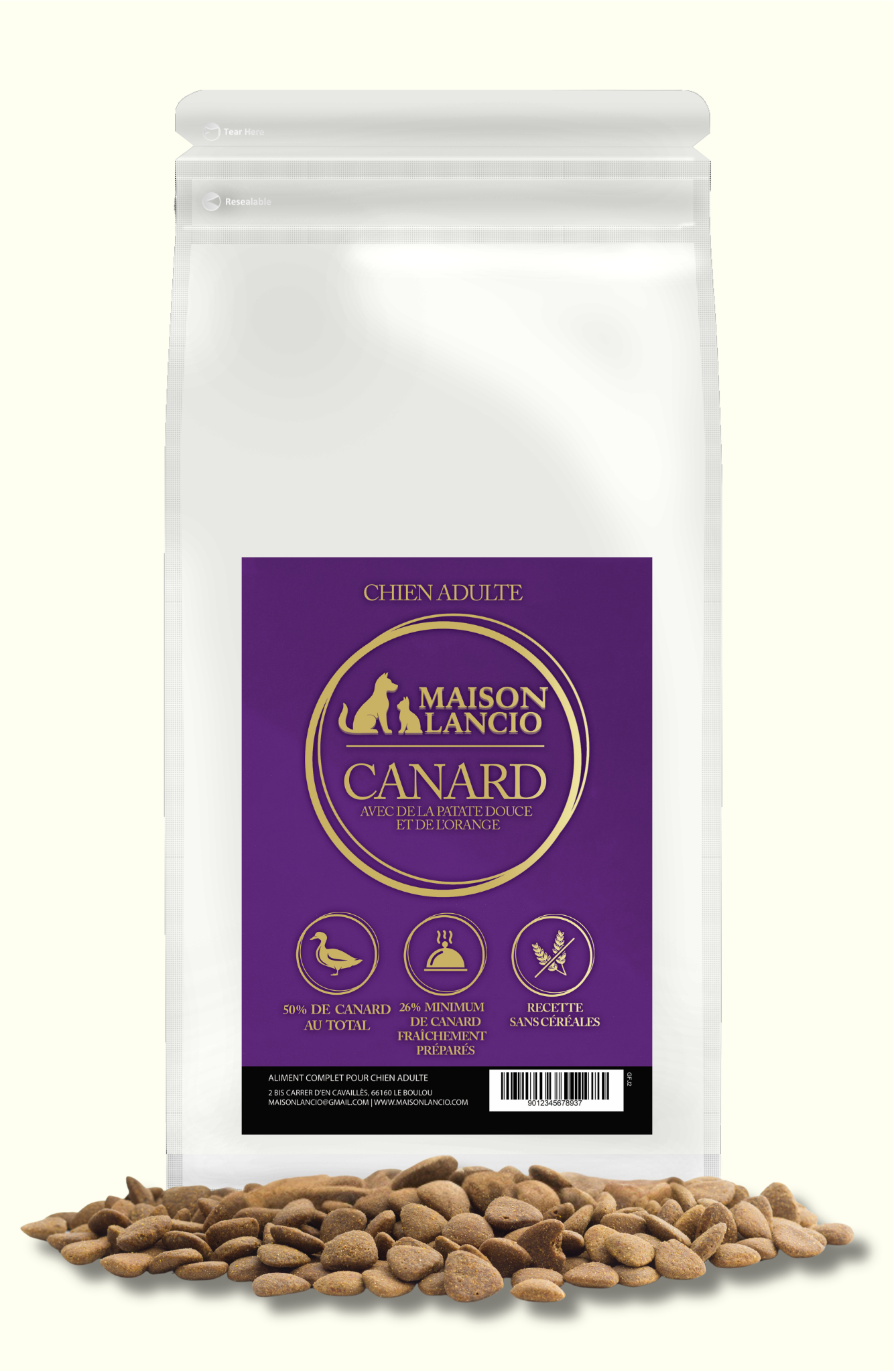 CROQUETTE CHIEN ADULTE CANARD, PATATE DOUCE, ORANGE